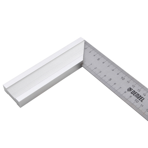 Угольник стальной 300 мм, нержавеющая сталь, градуировка, алюминиевое основание Denzel по ценам производителя в Челябинске с доставкой по всей России