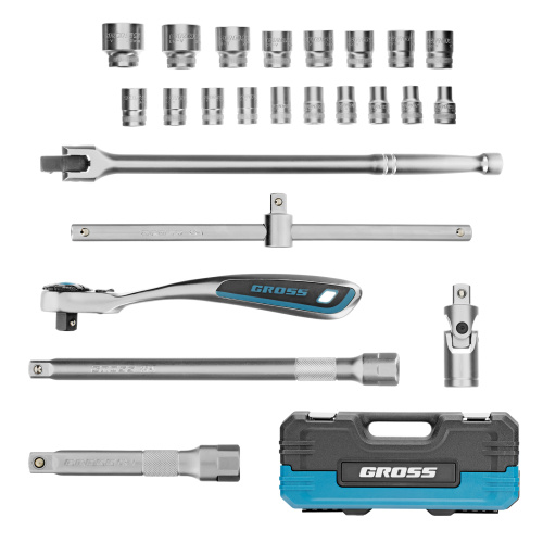 Набор инструментов, 1/2", CrV, 120 зубьев, 24 предмета Gross по ценам производителя в Челябинске с доставкой по всей России