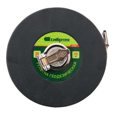Рулетка геодезическая 30 м х 13 мм, закрытый корпус, фибергласовая лента Сибртех по ценам производителя в Челябинске с доставкой по всей России