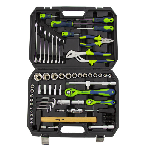 Набор инструментов 76 предметов CrV, 1/2", 1/4" Сибртех по ценам производителя в Челябинске с доставкой по всей России