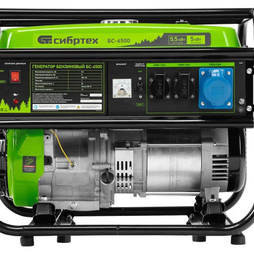 Генератор бензиновый БС-6500, 5.5 кВт, 230В, четырехтактный, 25 л, ручной стартер Сибртех по ценам производителя в Челябинске с доставкой по всей России
