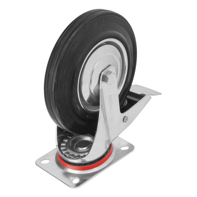 Колесо поворотное с тормозом D 125 мм, крепление  платформенное Сибртех по ценам производителя в Челябинске с доставкой по всей России