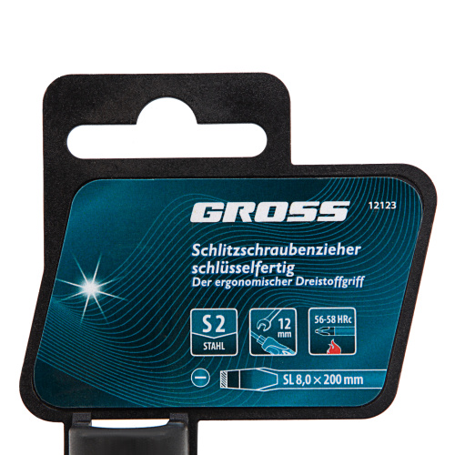Отвертка SL8x 200 мм, S2, трехкомпонентная рукоятка Gross по ценам производителя в Челябинске с доставкой по всей России