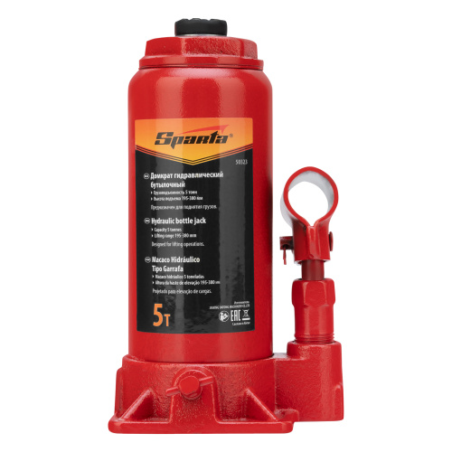 Домкрат гидравлический бутылочный, 5 т, h подъема 195-380 мм Sparta по ценам производителя в Челябинске с доставкой по всей России
