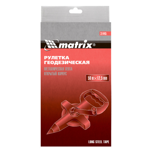 Рулетка геодезическая, 50 м х 12,5 мм, металлическая лента, открытый корпус Matrix по ценам производителя в Челябинске с доставкой по всей России