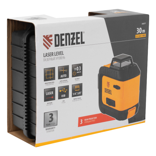 Лазерный уровень мультипризменный LX 360-3 Red, 30 м, 635 нм, аккумулятор Li 2800 мАч, резьба 5/8" Denzel по ценам производителя в Челябинске с доставкой по всей России