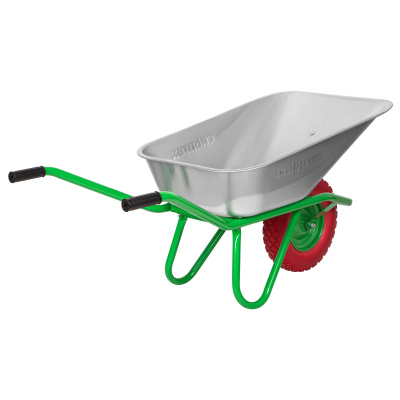 Тачка садово-строительная с PU колесом, грузоподъемность 180 кг, объем 90 л Сибртех по ценам производителя в Челябинске с доставкой по всей России