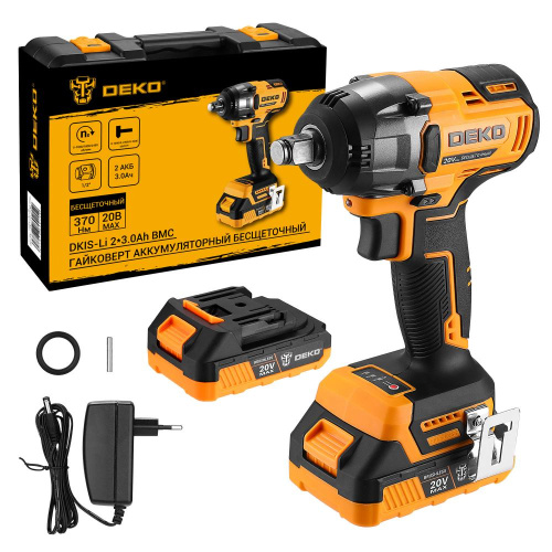 Гайковерт аккумуляторный бесщеточный DEKO DKIS-Li, 20В, 2*3.0Ач, 370 Нм, в кейсе по ценам производителя в Челябинске с доставкой по всей России