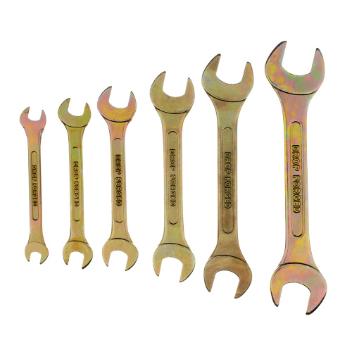 Набор ключей рожковых 6-17 мм, 6 шт, желтый цинк Сибртех по ценам производителя в Челябинске с доставкой по всей России