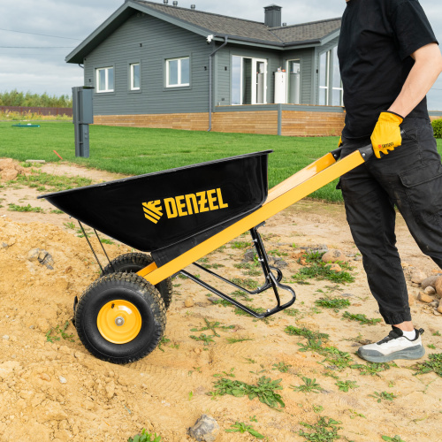 Тачка строительная, усиленная, объем 140 л, 250 кг, двухколесная, колесо 15х6.00-6 Denzel по ценам производителя в Челябинске с доставкой по всей России