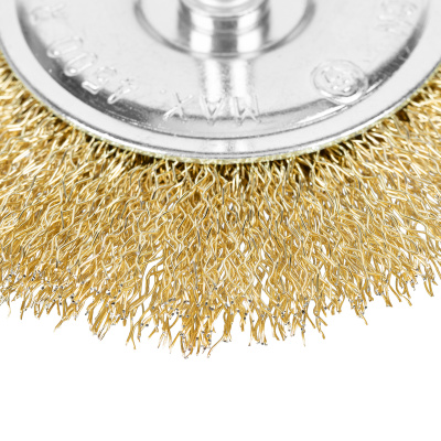 Щетка для дрели 100 мм, плоская со шпилькой, латунированная витая проволока Matrix по ценам производителя в Челябинске с доставкой по всей России