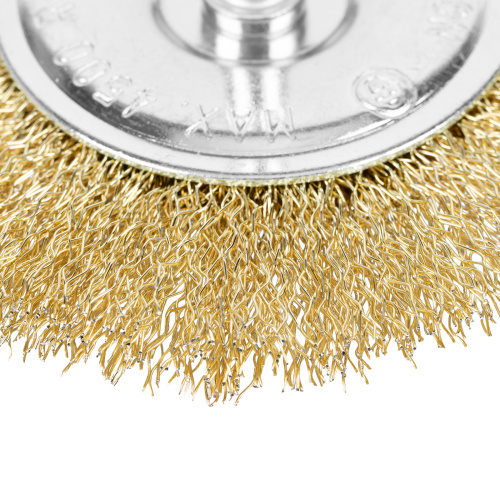 Щетка для дрели 100 мм, плоская со шпилькой, латунированная витая проволока Matrix по ценам производителя в Челябинске с доставкой по всей России