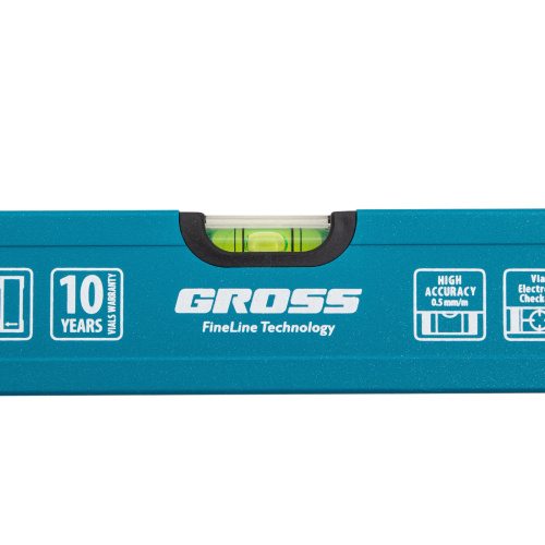 Уровень алюминиевый усиленный, 600 мм, 3 глазка Gross по ценам производителя в Челябинске с доставкой по всей России