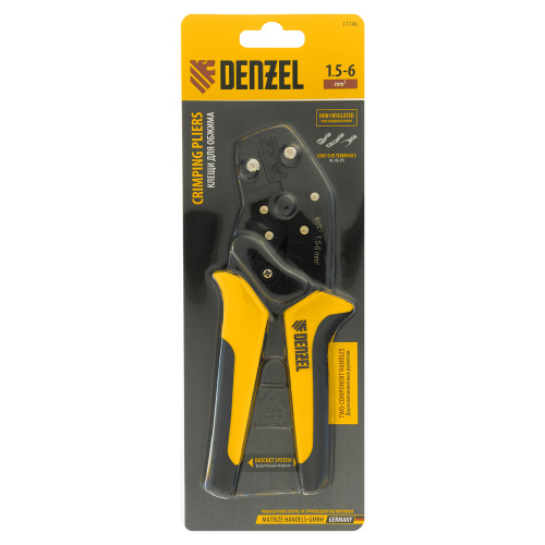 Клещи для обжима неизолированных наконечников НК и НВ, разъемов РП, 1,5 - 6 мм2 Denzel по ценам производителя в Челябинске с доставкой по всей России