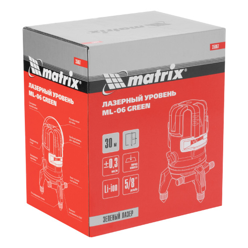 Лазерный уровень ML 06 Green, 30 м, 520 нм, аккумулятор Li 2800 мАч, резьба 5/8" Matrix по ценам производителя в Челябинске с доставкой по всей России