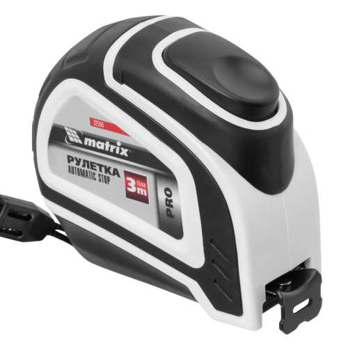 Рулетка Autostop,3 м х 16 мм,двухкомпонентный корпус,автоматическая фиксация,Pro Matrix по ценам производителя в Челябинске с доставкой по всей России