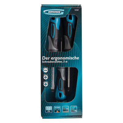 Набор отверток комбинированный 3 шт, S2, трехкомпонентная рукоятка Gross по ценам производителя в Челябинске с доставкой по всей России