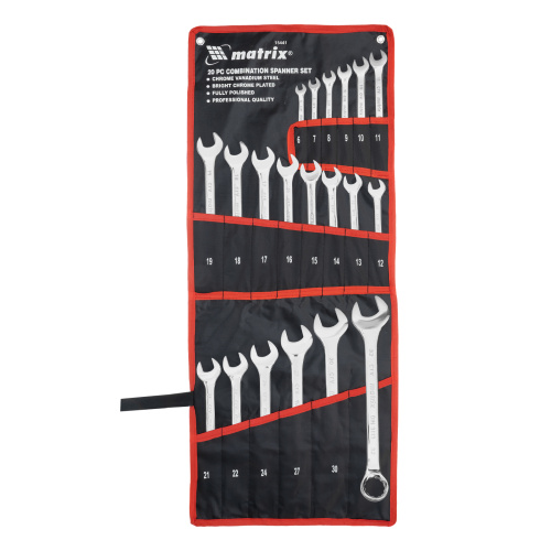 Набор ключей комбинированных 6-32 мм, 20 шт, CrV, полированный хром Matrix по ценам производителя в Челябинске с доставкой по всей России