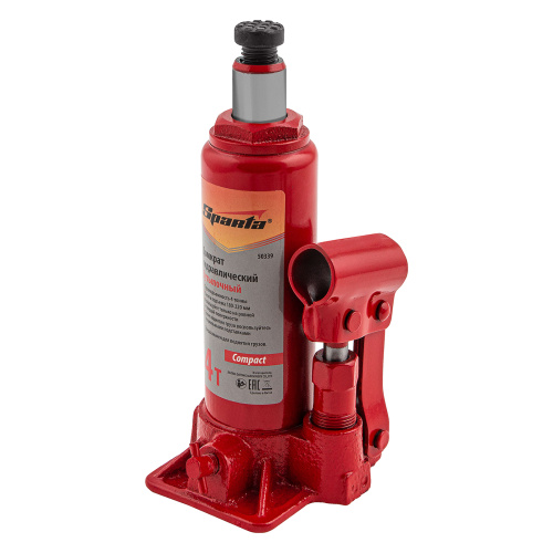 Домкрат гидравлический бутылочный, 4 т, h подъема 180–320 мм Sparta Compact по ценам производителя в Челябинске с доставкой по всей России