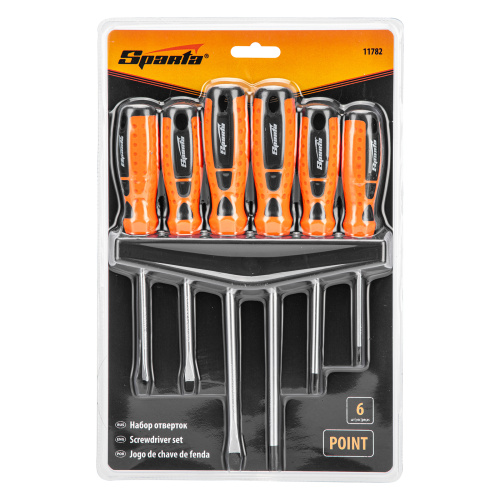 Набор отверток "Point", CrV, двухкомпонентные рукоятки, 6 шт, Sparta по ценам производителя в Челябинске с доставкой по всей России