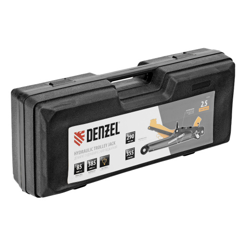 Домкрат гидравлический подкатной с фиксатором, 2,5 т,  85-385 мм, в пласт. кейсе Denzel по ценам производителя в Челябинске с доставкой по всей России