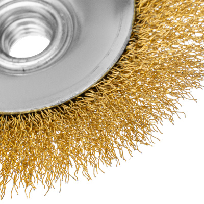 Щетка для УШМ, 125 мм, "Тарелка", витая нержавеющая проволока 0.3 мм, М14 Denzel по ценам производителя в Челябинске с доставкой по всей России