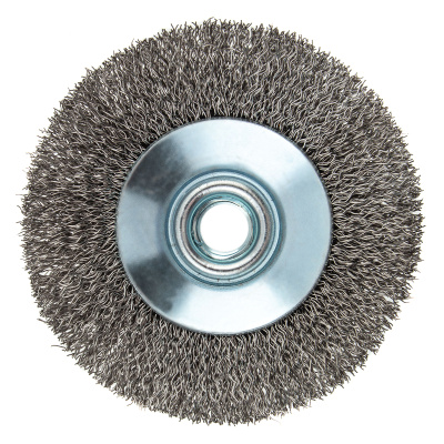 Щетка для УШМ, 100 мм, "Тарелка", витая нержавеющая проволока 0.3 мм, М14 Denzel по ценам производителя в Челябинске с доставкой по всей России