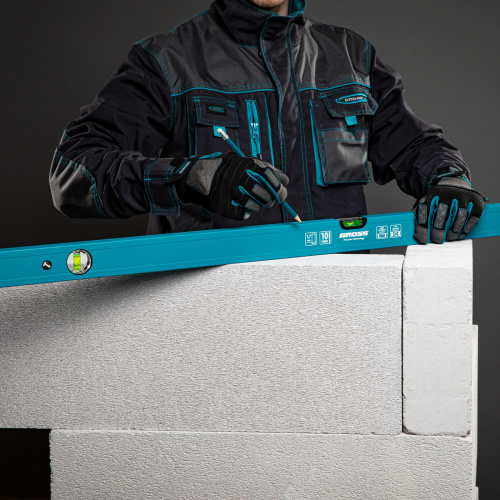 Уровень алюминиевый усиленный, 1000 мм, 3 глазка Gross по ценам производителя в Челябинске с доставкой по всей России