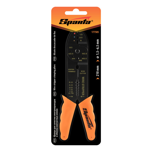 Щипцы, 210 мм, для зачистки электропроводов и обжима контактных кле мм, 1.5-6.5 мм Sparta по ценам производителя в Челябинске с доставкой по всей России