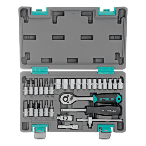 Набор инструментов, 1/4", CrV, пластиковый кейс 29 предметов Stels по ценам производителя в Челябинске с доставкой по всей России