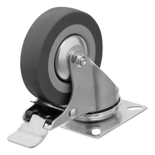 Колесо поворотное с тормозом D 75 мм, крепление  платформенное Сибртех по ценам производителя в Челябинске с доставкой по всей России