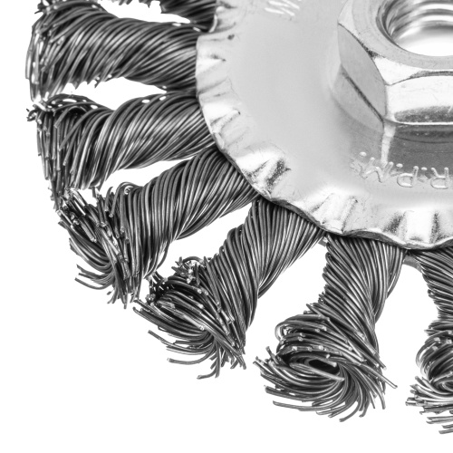 Щетка для УШМ 100 мм, М14, плоская, крученая проволока 0.5 мм Matrix по ценам производителя в Челябинске с доставкой по всей России