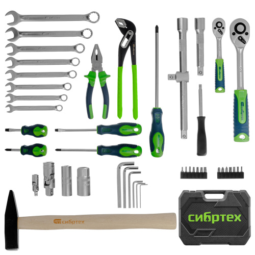 Набор инструментов, 1/2", 1/4", пластиковый кейс 76 предметов Сибртех по ценам производителя в Челябинске с доставкой по всей России