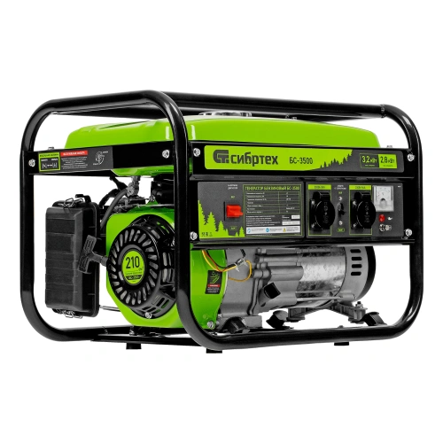 Генератор бензиновый БС-3500, 3.2 кВт, 230В, четырехтактный, 15 л, ручной стартер Сибртех по ценам производителя в Челябинске с доставкой по всей России