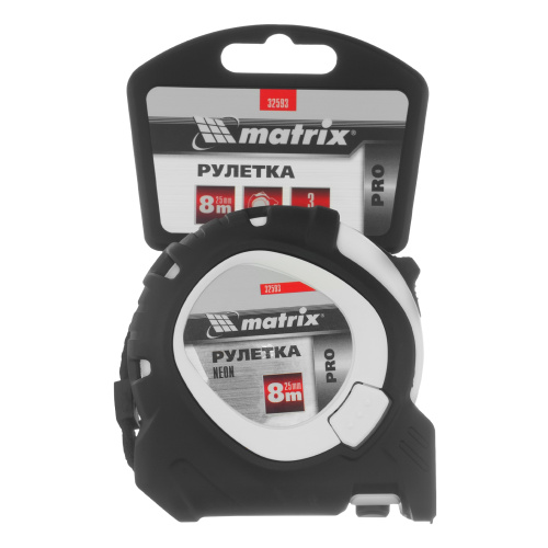 Рулетка Neon,8 м x 25 мм,обрезиненный корпус,3 фиксации,Pro Matrix по ценам производителя в Челябинске с доставкой по всей России