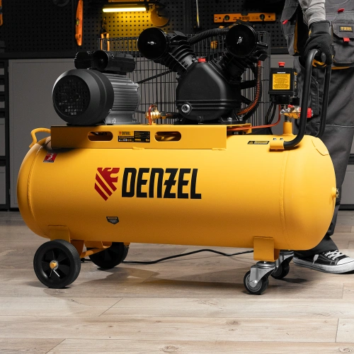 Компрессор воздушный BCV2200/100, ременный привод, 2.2 кВт, 100 литров, 370 л/мин Denzel по ценам производителя в Челябинске с доставкой по всей России