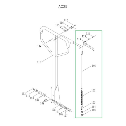 Тяга цепная в сборе для ручки гидравлических тележек АС25 по ценам производителя в Челябинске с доставкой по всей России