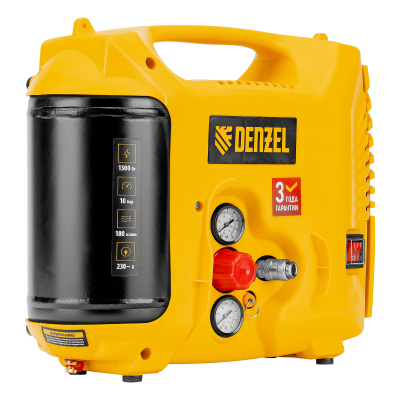 Компрессор воздушный DL1300, 10 бар, 1,3 кВт 180 л/мин 5 л, с набором аксессуаров Denzel по ценам производителя в Челябинске с доставкой по всей России