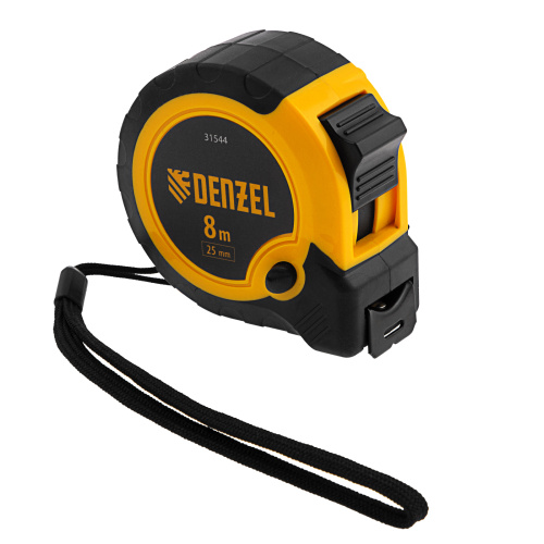 Рулетка 8м х 25мм, двухкомп. корпус, кнопка-пауза Denzel по ценам производителя в Челябинске с доставкой по всей России