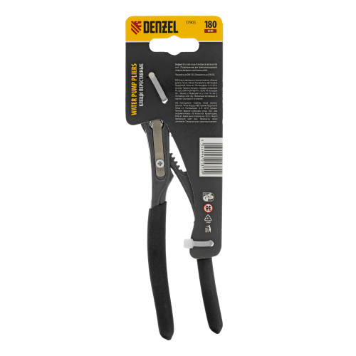Клещи переставные, кнопочный механизм, обливные рукоятки, 180 мм Denzel по ценам производителя в Челябинске с доставкой по всей России