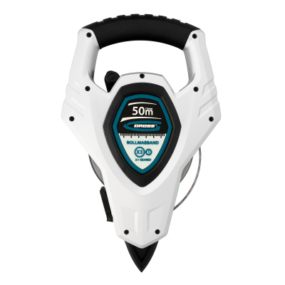 Рулетка геодезическая 50 м х 13 мм, откр, корп, металлическая лента, Super-Нейлон, двусторонняя шкала Gross по ценам производителя в Челябинске с доставкой по всей России