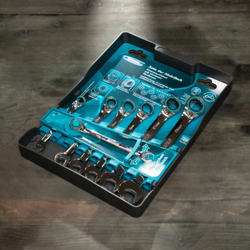 Набор ключей комбинированных с трещоткой, 8-19 мм, 7 шт, реверсивные, CrV Gross по ценам производителя в Челябинске с доставкой по всей России