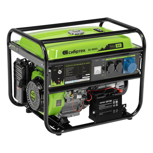 Генератор бензиновый БС-8000Э, 6,6 кВт, 230В, четырехтактный, 25 л, электростартер Сибртех по ценам производителя в Челябинске с доставкой по всей России