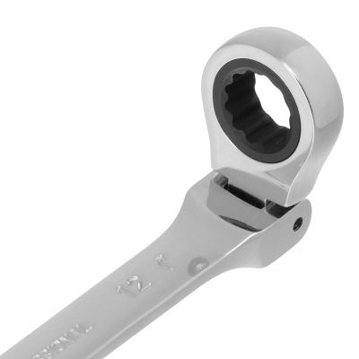 Ключ комбинированный трещоточный, 12 мм, CrV, шарнирный, зеркальный хром Matrix Professional по ценам производителя в Челябинске с доставкой по всей России