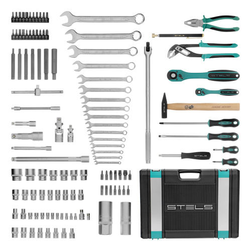 Набор инструментов, 1/4", 1/2", Cr-V, S2, усиленный кейс, 119 предметов Stels по ценам производителя в Челябинске с доставкой по всей России