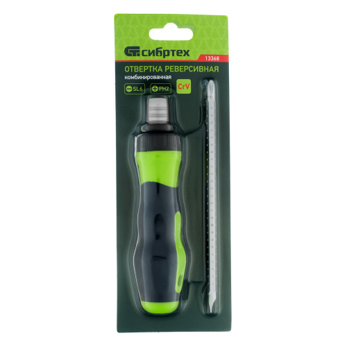 Отвертка реверсивная комбинированная PH2/SL6, CrV Сибртех по ценам производителя в Челябинске с доставкой по всей России