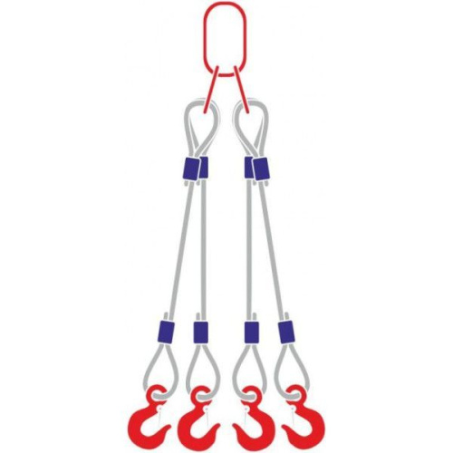 Строп канатный 4СК, с 4 крюками 20Т x 5М по ценам производителя в Челябинске с доставкой по всей России