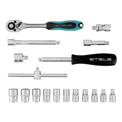 Набор торцевых головок с трещоткой, 1/4", 18 предметов Stels по ценам производителя в Челябинске с доставкой по всей России