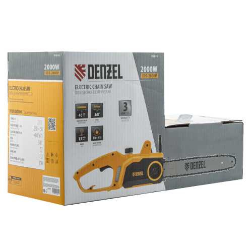 Пила цепная электрическая EDS-2000P, 2 кВт,поперечная, шина 40 см, шаг 3/8, паз 1.3 мм, 57 звеньев Denzel по ценам производителя в Челябинске с доставкой по всей России