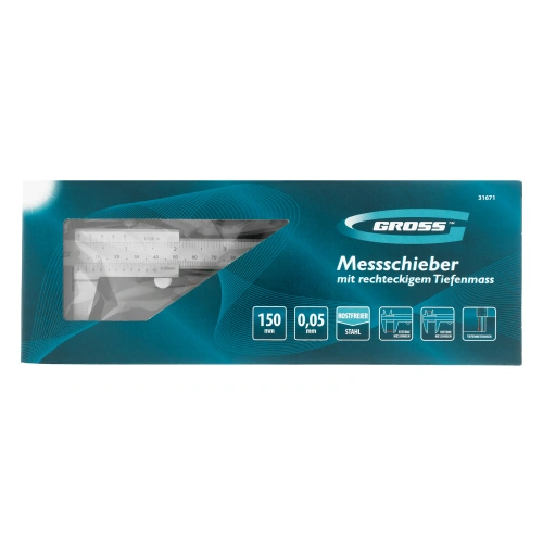 Штангенциркуль, 150 мм, 0.05 мм, нержавеющая сталь, с глубиномером Gross по ценам производителя в Челябинске с доставкой по всей России
